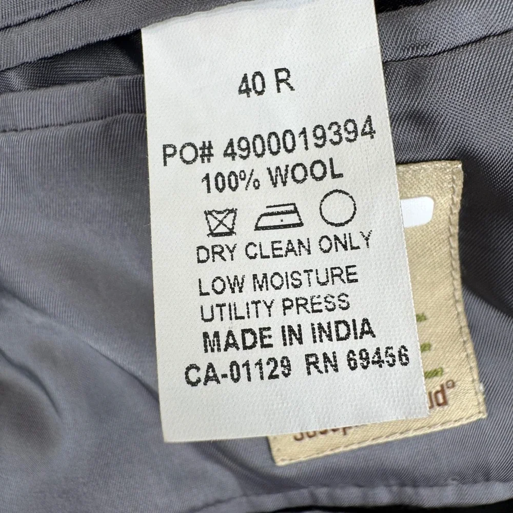 JOE Joseph Abboud Blazer Mens 40R Charcoal Grey Pinstripe 100% Wool Sport Coat